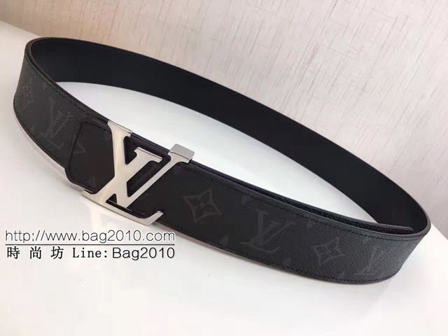 LV新款男士皮帶 路易威登黑花掛扣腰帶  jjp2239